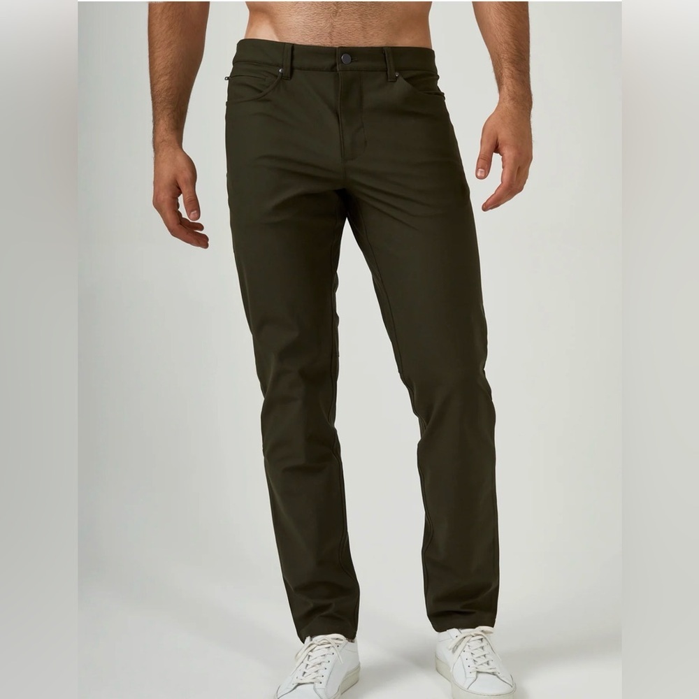 7 Diamonds Infinity Linear Flex Pants Mens 36x32 Slim Fit Stretch Dark Green